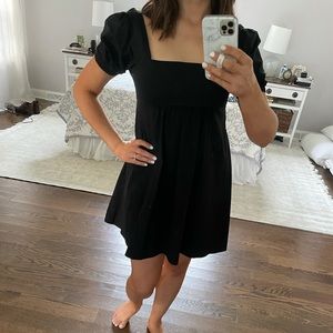 Adorable Black Babydoll Dress Puff Sleeves Sz Sm